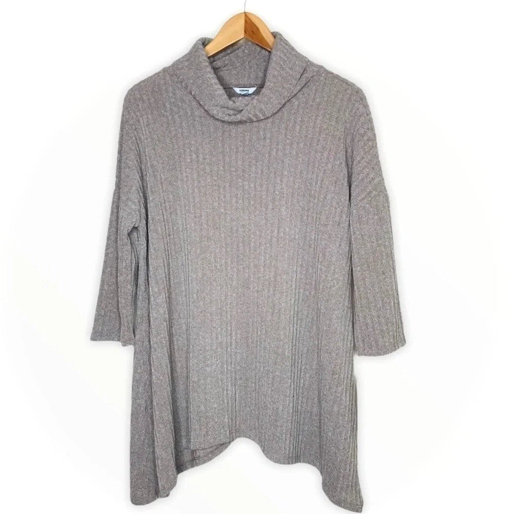 SONOMA Taupe Gray Cowl Neck Ribbed Sweater